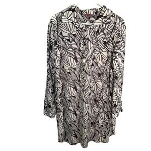 Mia Popover Shirt Dress White Gray Floral